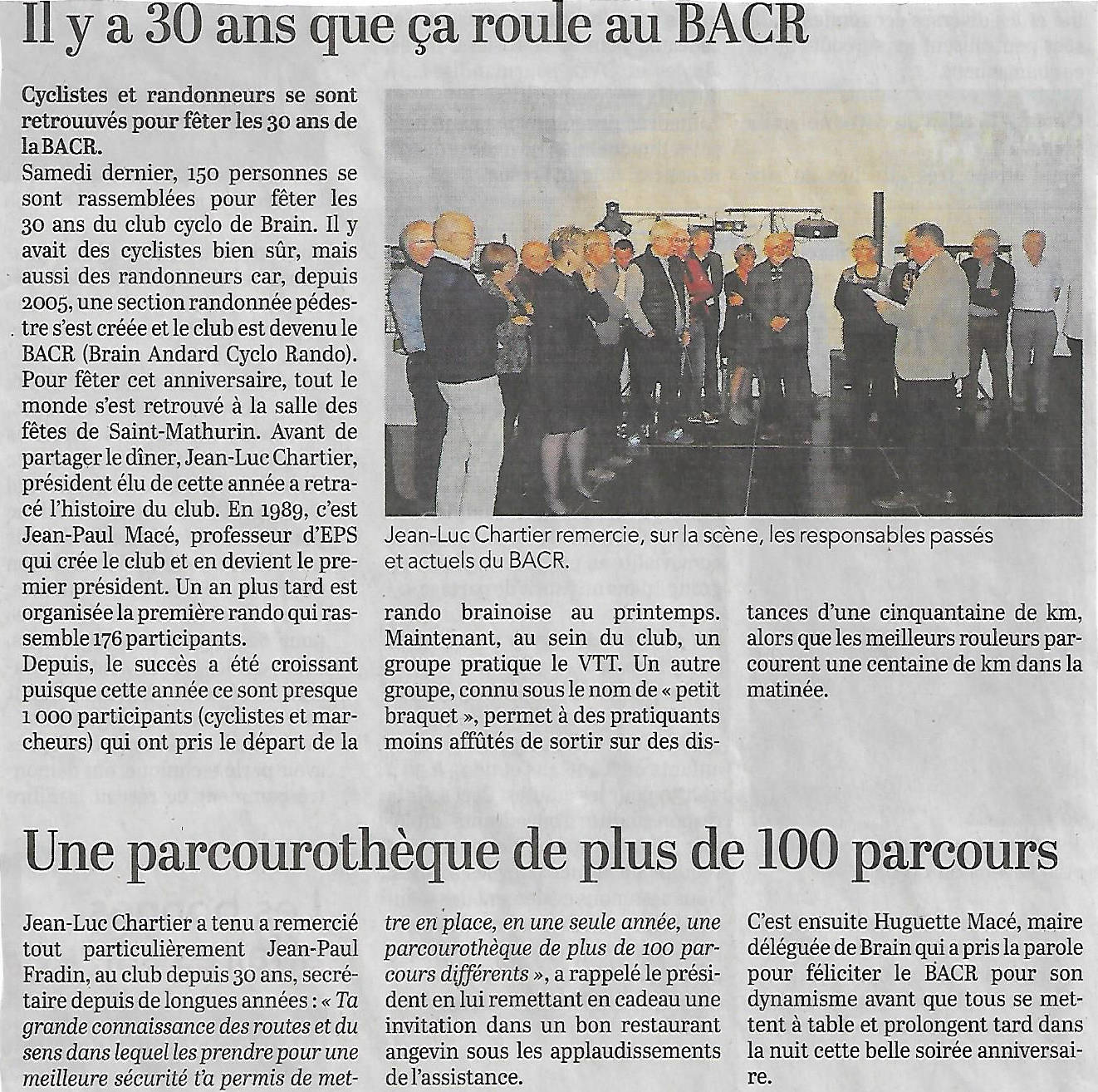 BACR 30ans que ça roule article du courrier de l'ouest