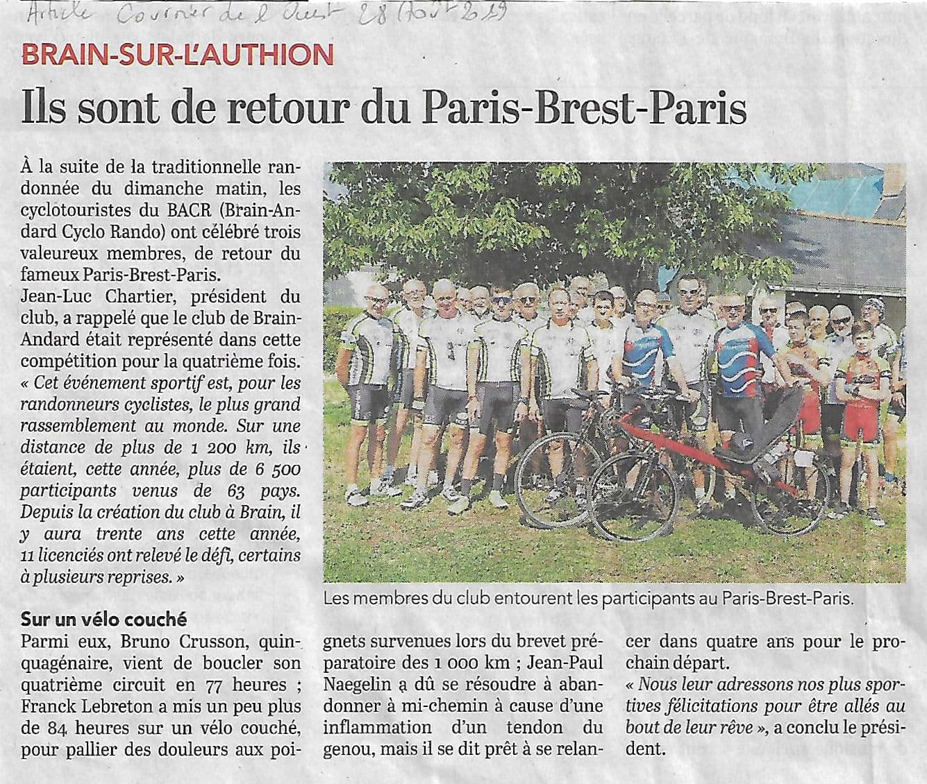 Bruno Franck et Jean paul de retour du Paris Brest Paris 2019 bacr