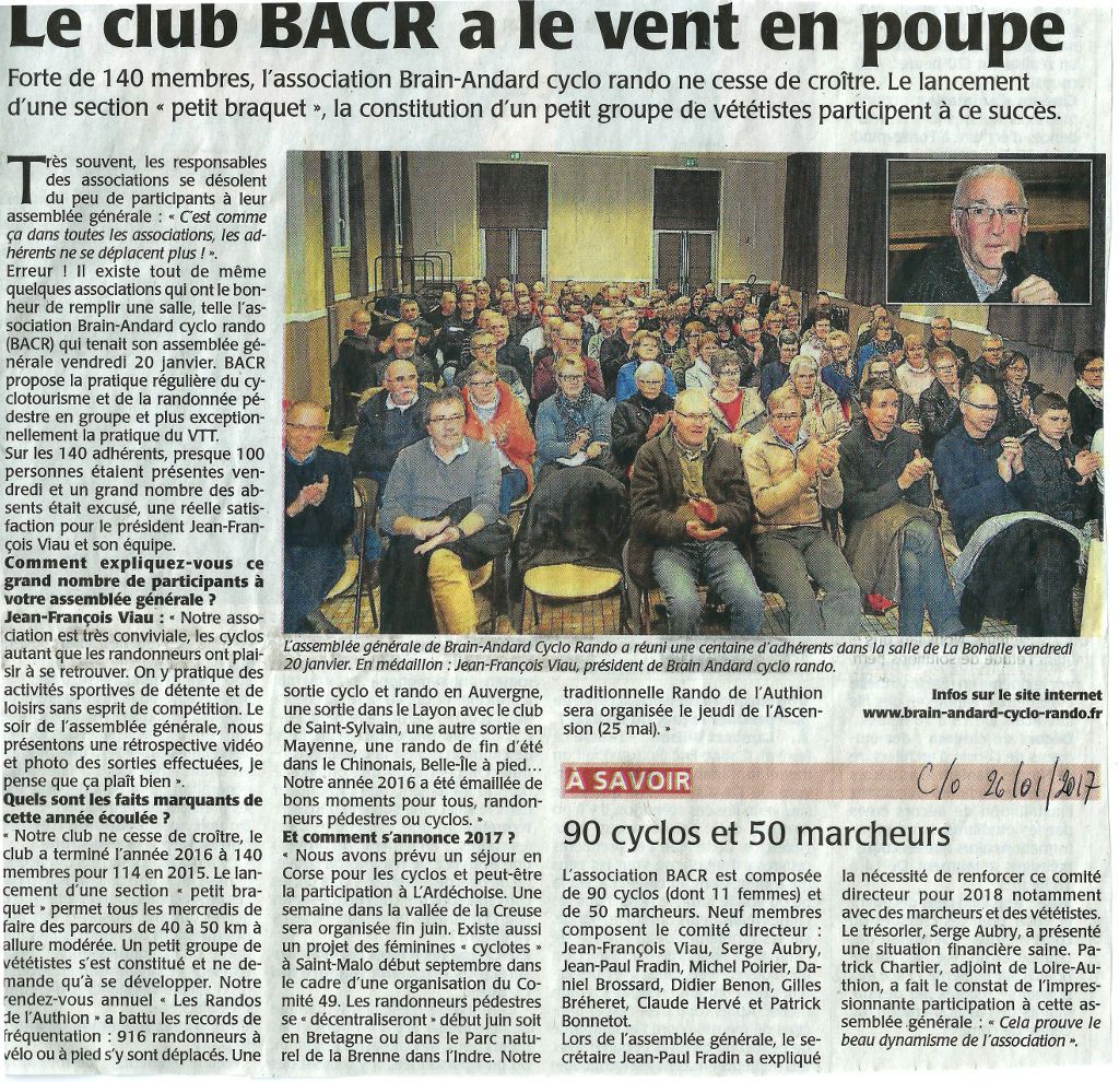 CourrierDeLOuest 26 01 2017 Assemblee Generale BACR