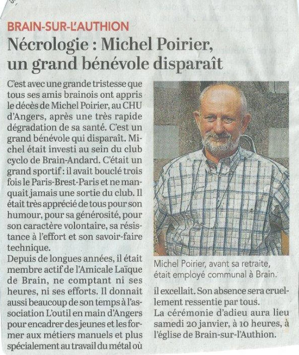 Disparition de Michel Poirier courrier de l ouest