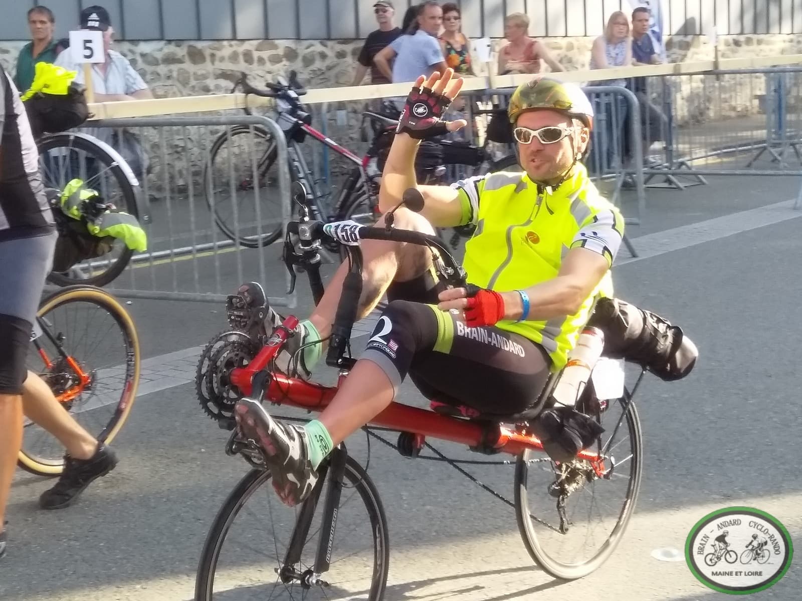 Fanck en vélo couché lors du Paris-Brest-Paris édition 2019